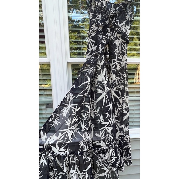 NWOT Express Palm Print Sheer Maxi Top - Picture 3 of 7